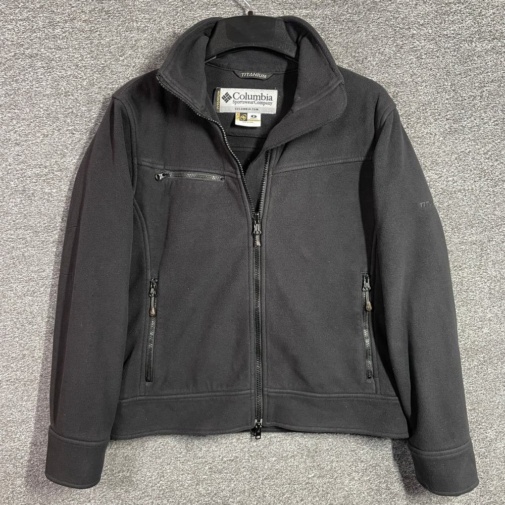 Columbia Titanium Fleece Jacket Womens Small Black Full Zip Outdoor